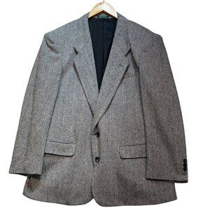 Hil & Archer Mens Wool Herringbone Blazer Coat Jacket 44R Gray Formal Classic